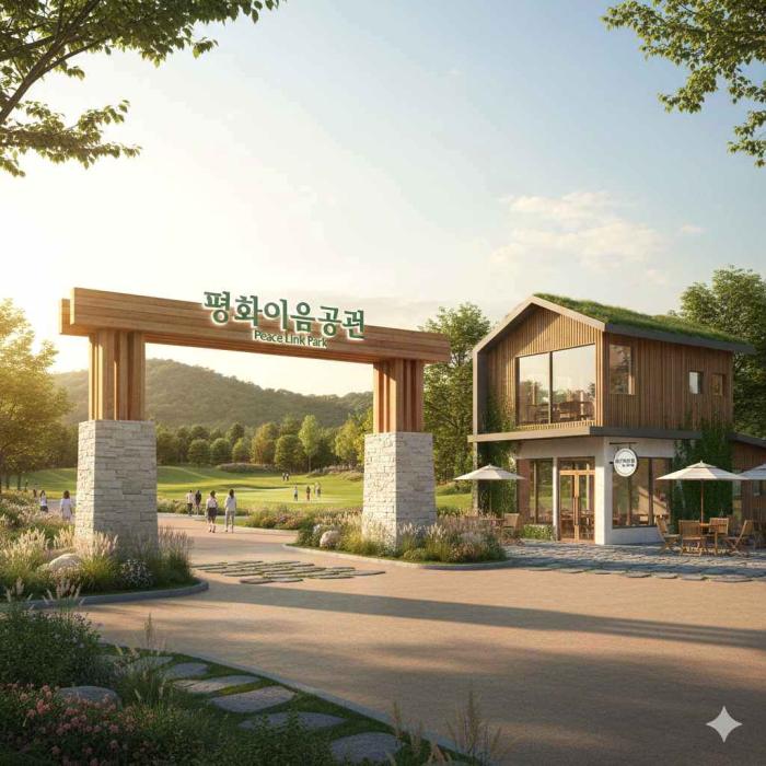  평화이음공원으로의 변모  캠프 개리오웬 부지에 들어설 평화이음공원가칭 입구 예상 이미지 포럼 측은 친환경적인 개발을 통해 미군 기지의 부정적 이미지를 쇄신해야 한다고 강조했다 이미지 제공 북파주발전포럼