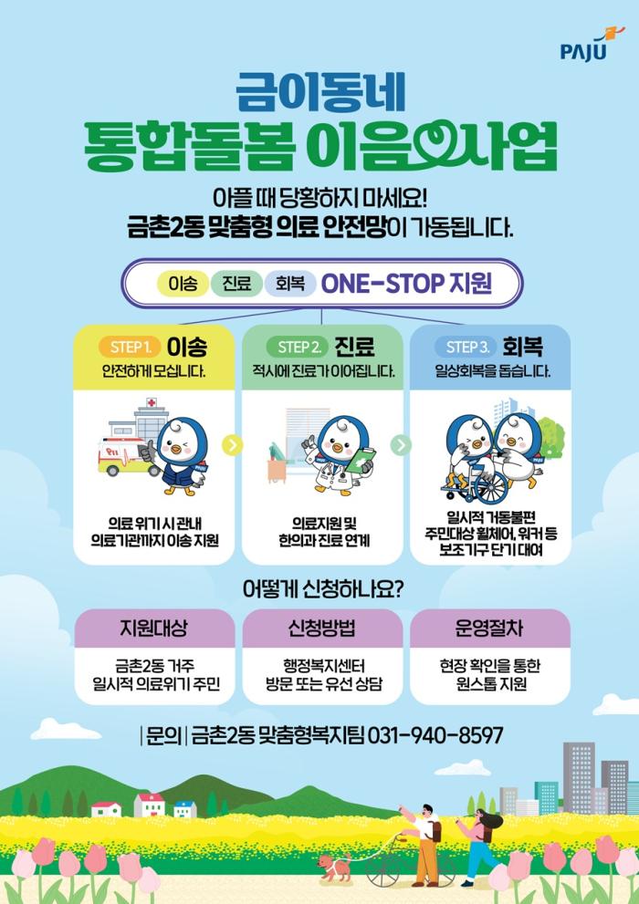파주시 금촌2동, ‘금이동네 통합돌봄 이음사업’ 통해 의료·돌봄 사각지대 주민 18명 지원