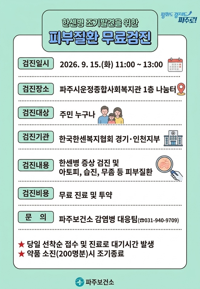  파주보건소, 운정종합사회복지관서 어르신 중심 피부질환 무료 검진